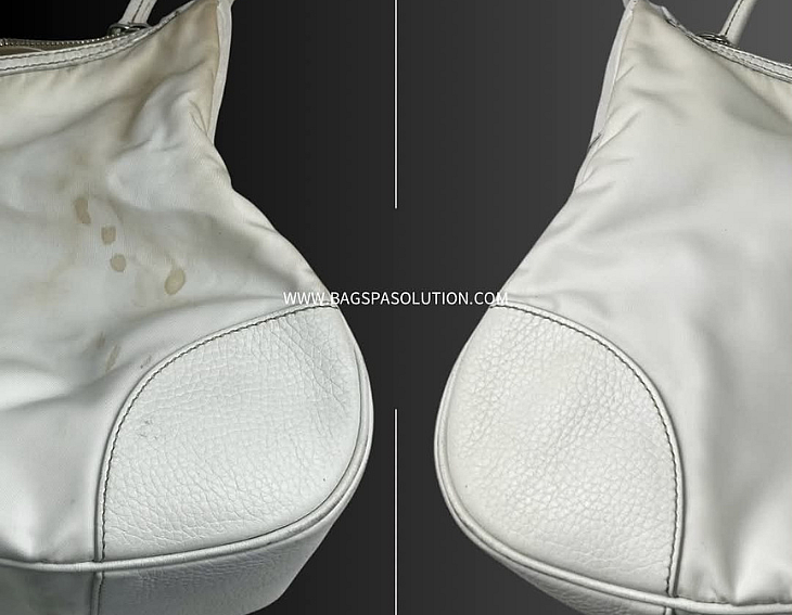 Before and after professional bag cleaning and stain removal by Bag Spa Solution Bangkok